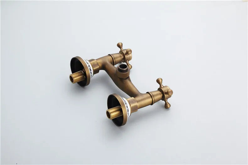 Retro Shower Faucets Antique Brass Ceramics Bathtub Faucets