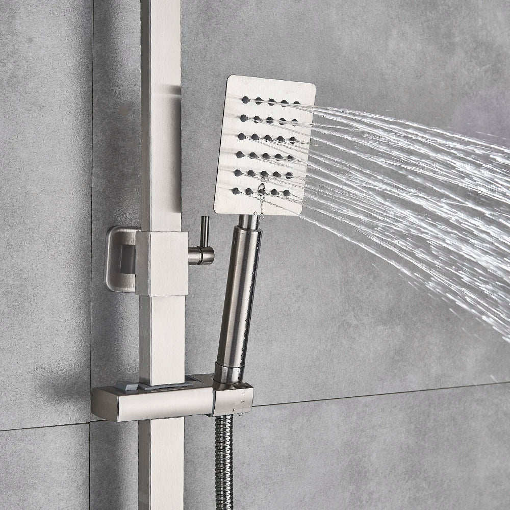 Uythner Bathroom Chrome/Black Shower Faucet Rotate Tub Spout