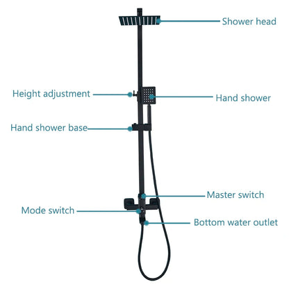 Matte Black Bathroom Shower Faucet 8/10/12inch Wall Mount