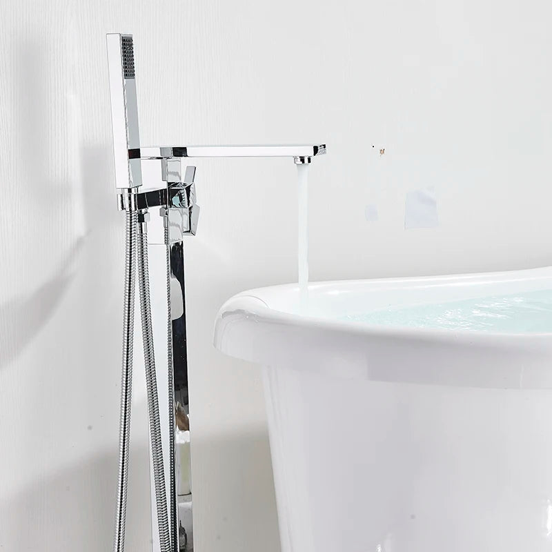 Shbshaimy Golden Floor Bathroom Bathtub Faucet Handshower Cold