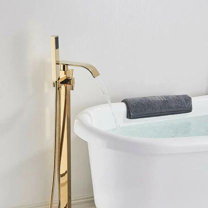 Shbshaimy Golden Floor Bathroom Bathtub Faucet Handshower Cold