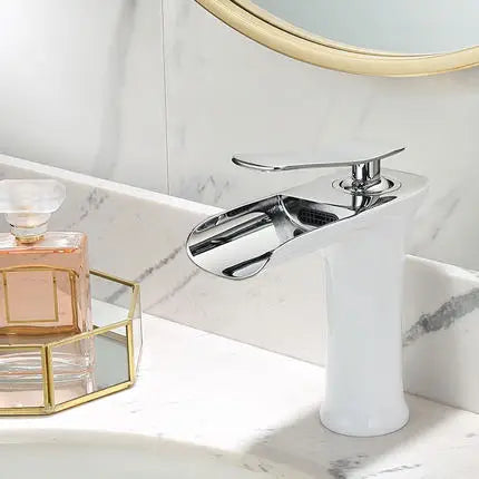 Basin Faucet Gold Waterfall Faucet Brass Bathroom Faucet