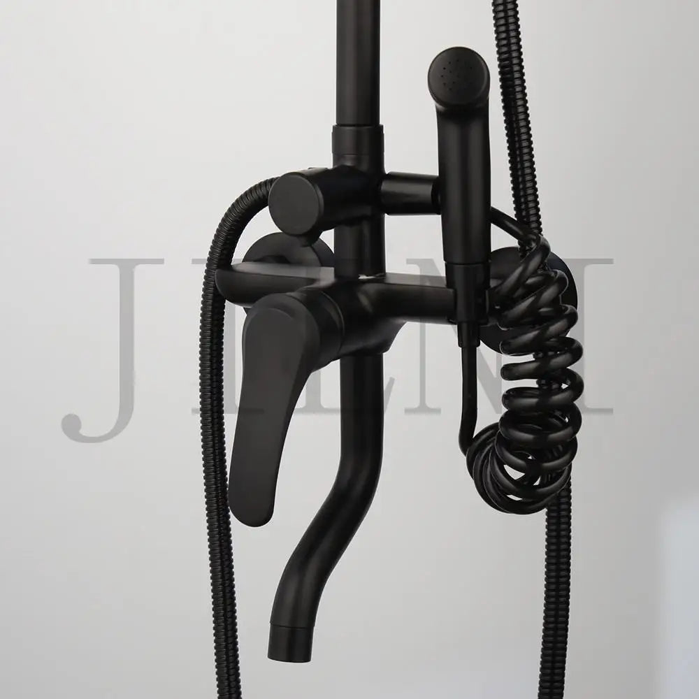 Jieni Matte Black Rainfall Shower Faucet Paint Black
