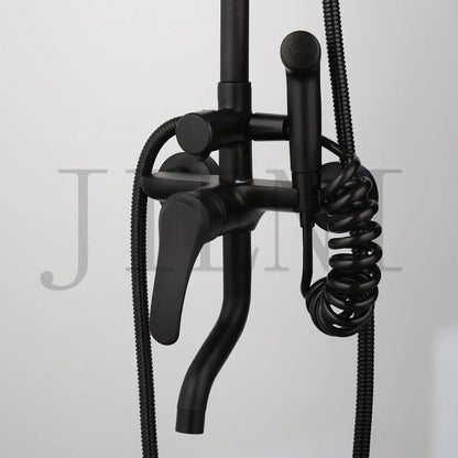 Jieni Matte Black Rainfall Shower Faucet Paint Black
