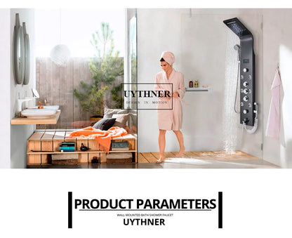 Luxury Black/Brushed Bathroom Shower Faucet Led Rainfall Shower