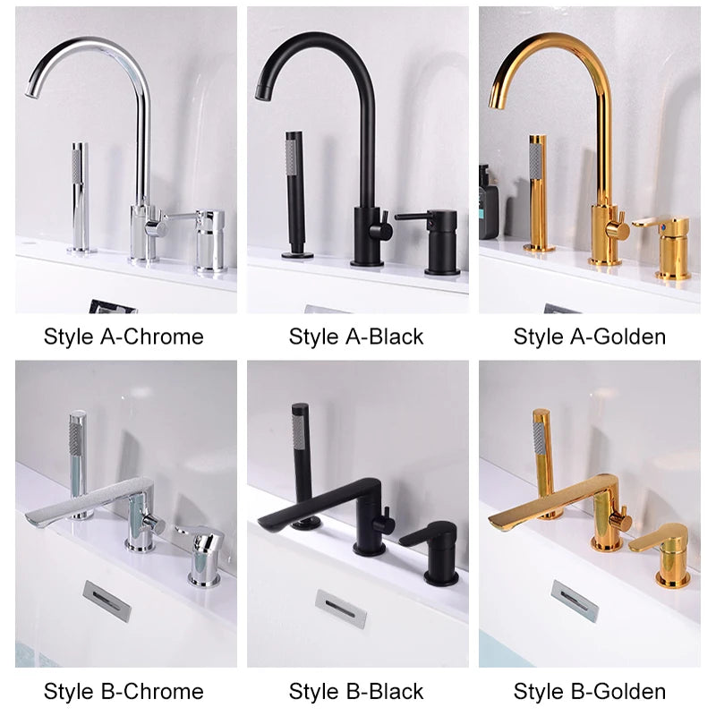 Ellen Bathtub Faucets Holes Black Cold Bath Shower