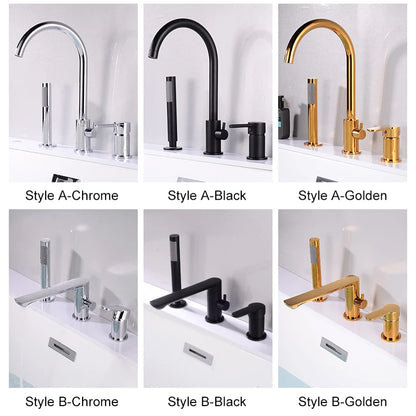 Ellen Bathtub Faucets Holes Black Cold Bath Shower