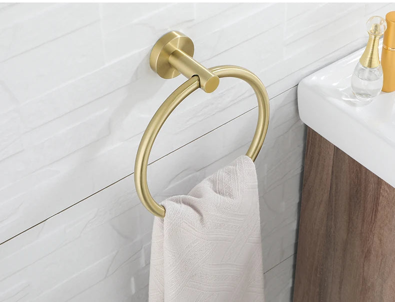 Bathroom Hardware Brushed Gold Toilet Brush Holder Robe