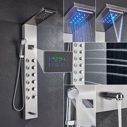 Golden Black Shower Panel Wall Rain Waterfall Shower