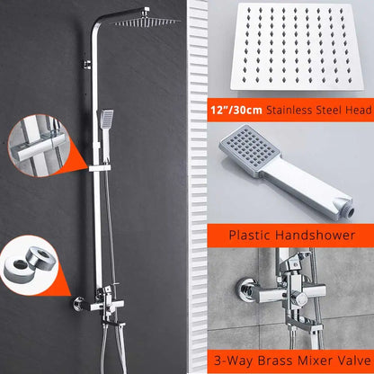 Uythner Bathroom Chrome/Black Shower Faucet Rotate Tub Spout