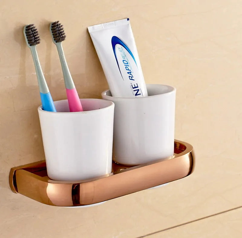 Rose Gold Double Towel Bars Bathroom Towel Ring