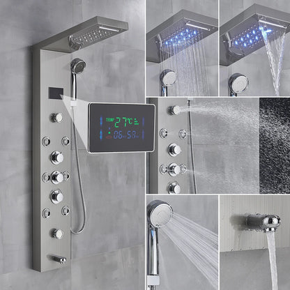 Golden Black Shower Panel Wall Rain Waterfall Shower