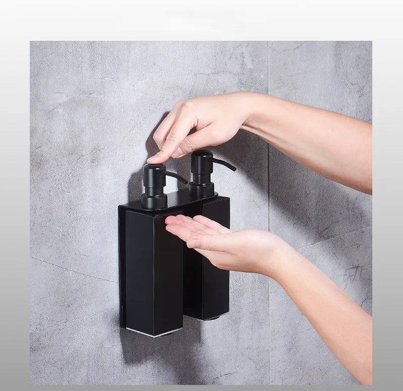 Black Liquid Soap Dispenser Shampoo Hotel Bathroom Wall