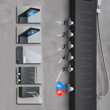 Bathroom Led Light Rain Waterfall Shower Panel Faucet