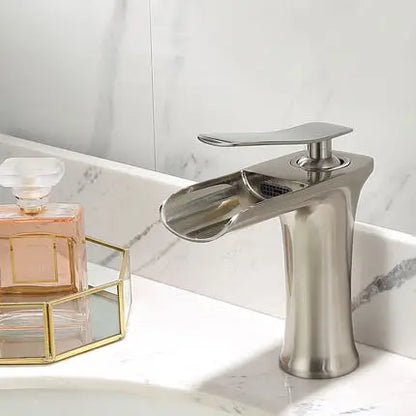 Basin Faucet Gold Waterfall Faucet Brass Bathroom Faucet