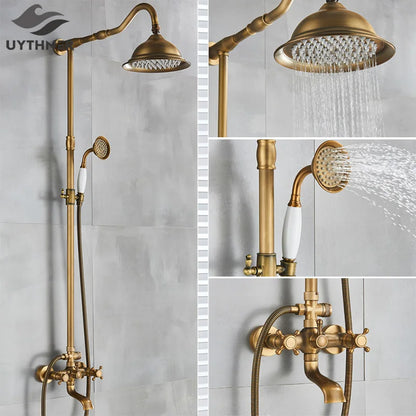 Antique Brass Bathroom Shower Faucet Bath Shower Mixer