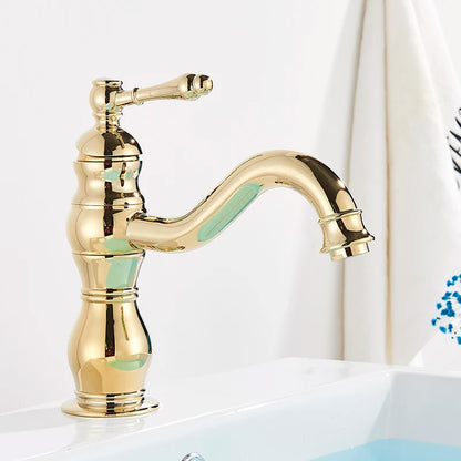Luxurious Antique Bathroom Basin Faucet Brass Deck Mounted