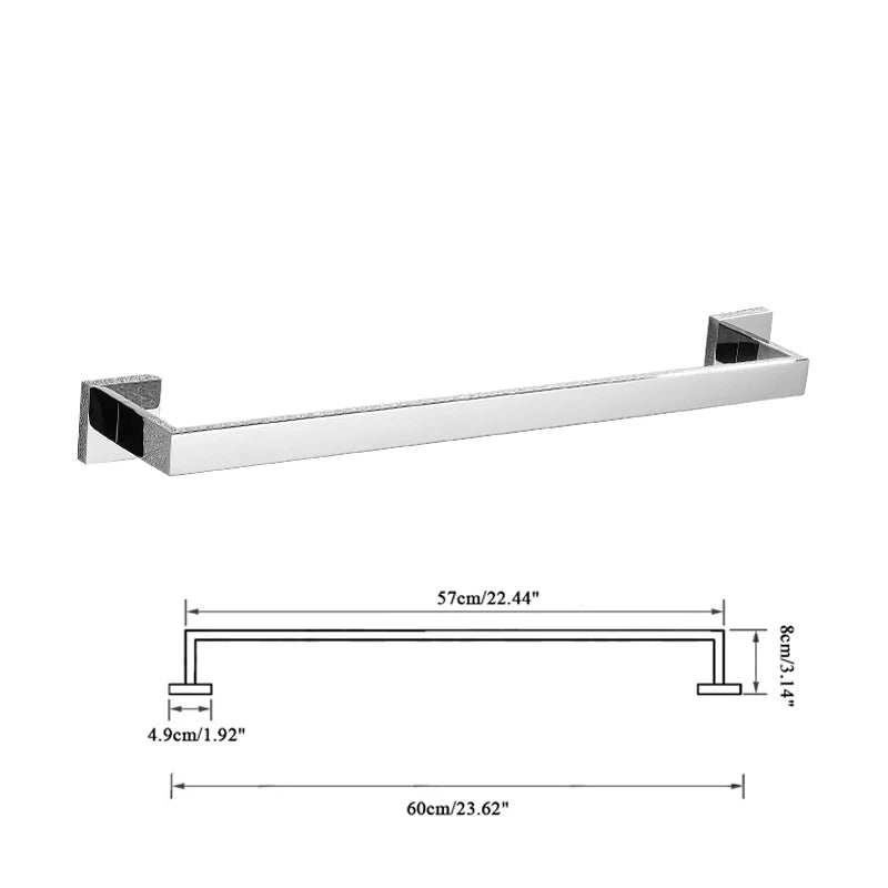 Bathroom Hardware Chrome Robe Hook Towel Rail Bar