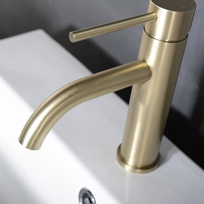 Brushed Rose Gold Bathroom Sink Faucet Deck Mounted