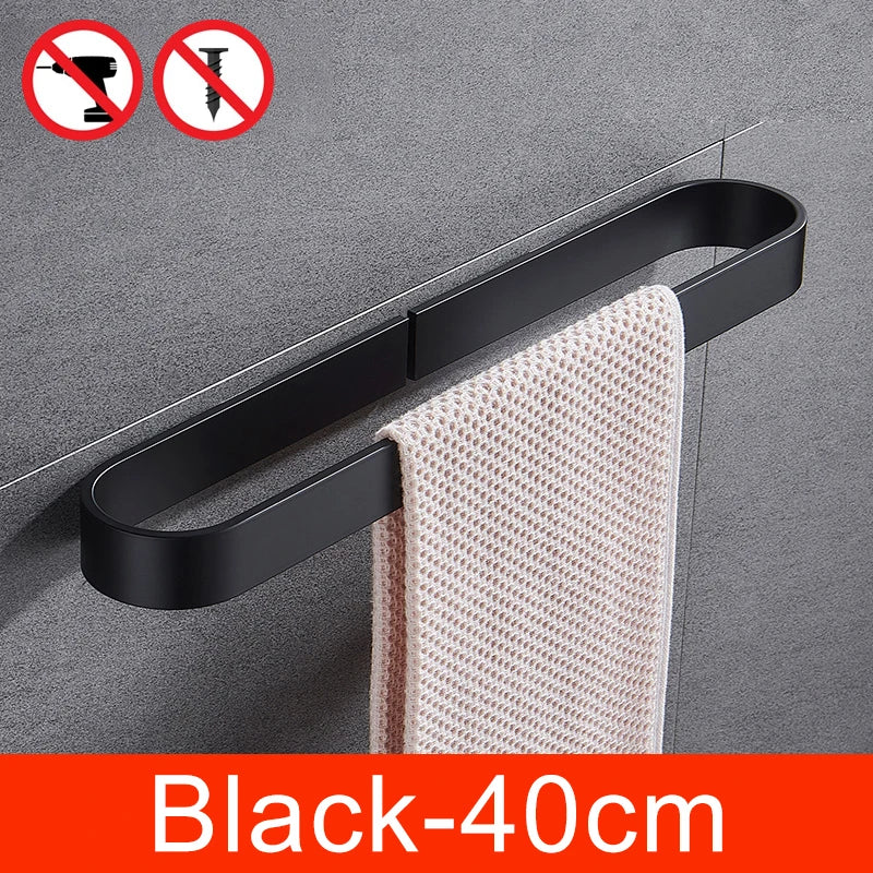 30-50cm Black Bath Towel Holder Bathroom Towel Rack