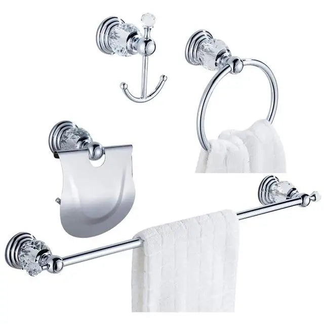 Brass Shower Shelf Toilet Paper Holder Silver Crystal
