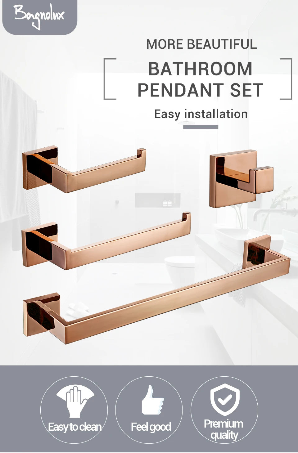 Bagnolux Rose Gold Stainless Steel Beautiful Wall Hook