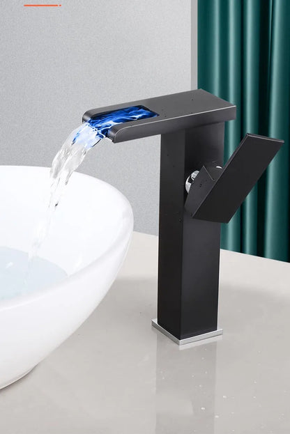 Bathroom Hydropower Led Waterfall Faucet Sink Basin Mixer
