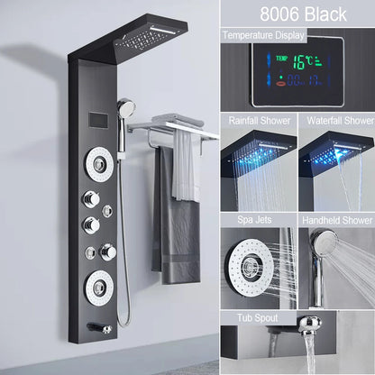 Led Light Shower Panel Waterfall Rain Digital Display