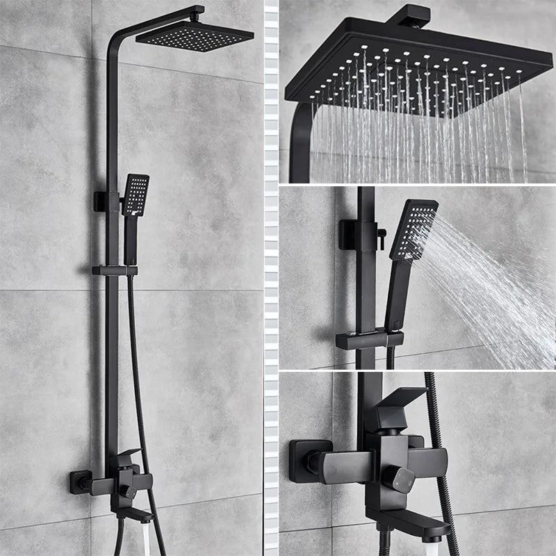 Uythner Bathroom Chrome/Black Shower Faucet Rotate Tub Spout