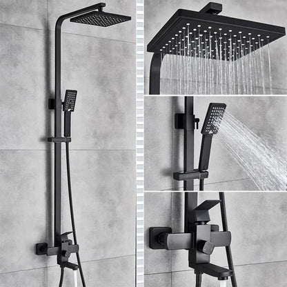 Uythner Bathroom Chrome/Black Shower Faucet Rotate Tub Spout