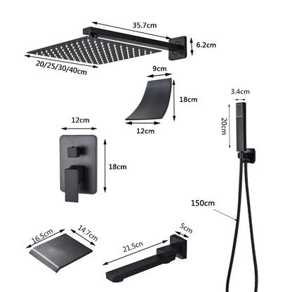Black Shower Faucets Wall Mounted Rainfall Shower System