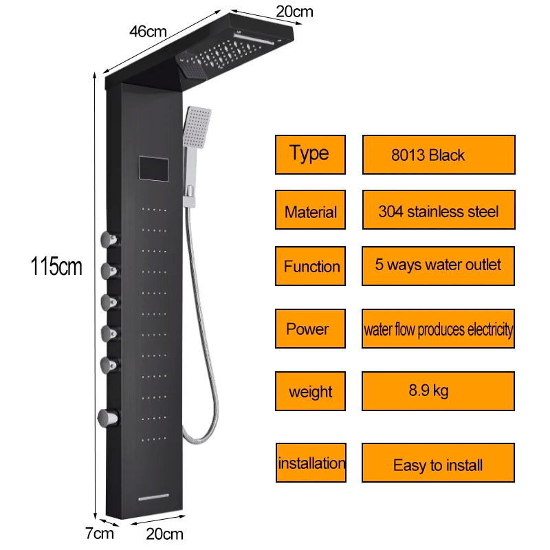 Myqualife Top Design Led Shower Panel Function Bathroom