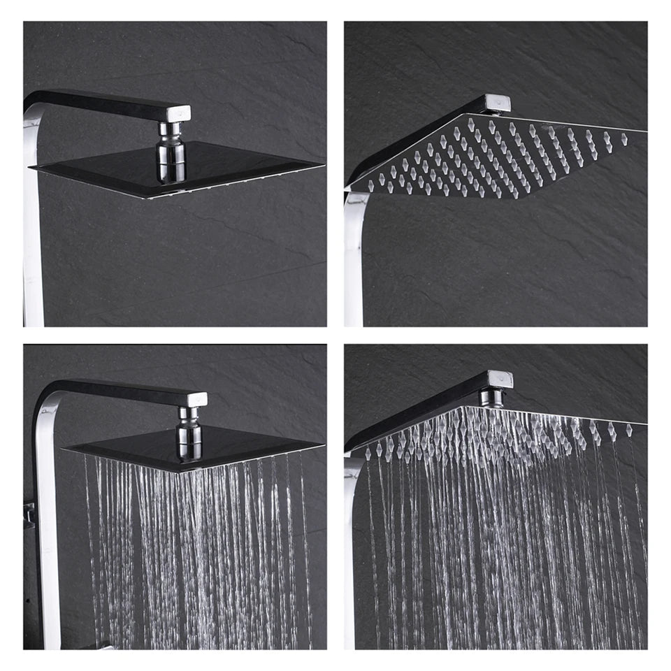 Uythner Bathroom Chrome/Black Shower Faucet Rotate Tub Spout