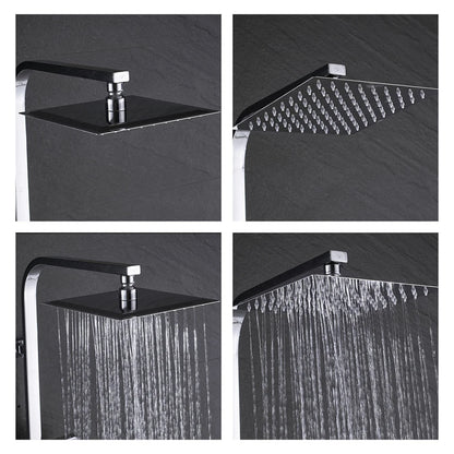 Uythner Bathroom Chrome/Black Shower Faucet Rotate Tub Spout