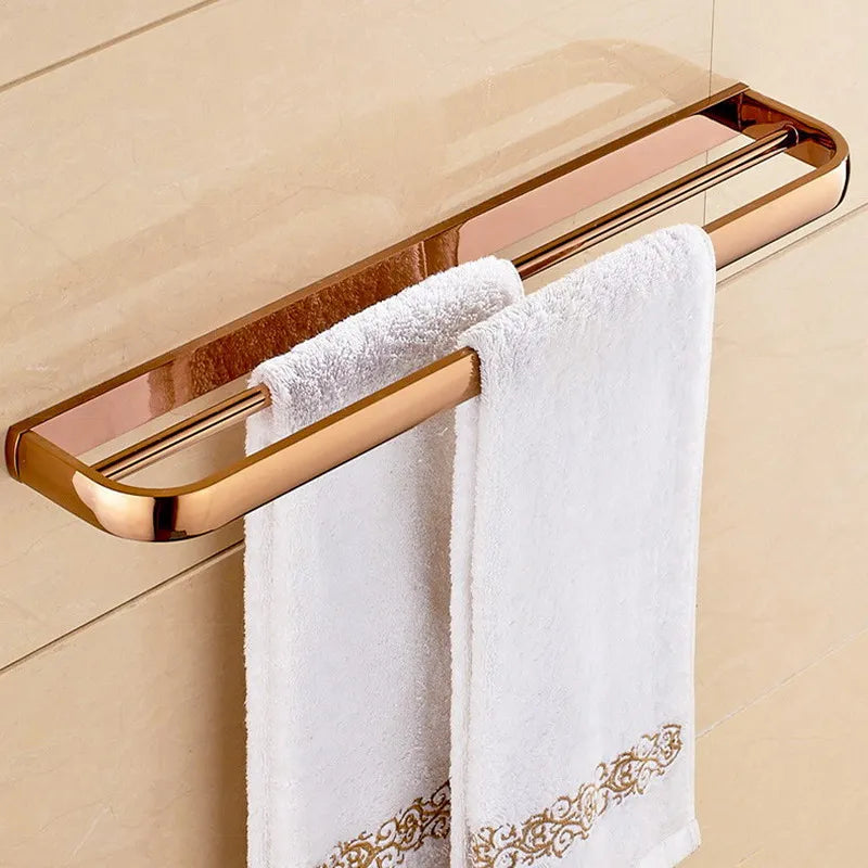 Rose Gold Double Towel Bars Bathroom Towel Ring