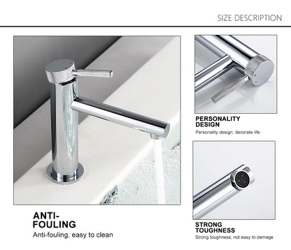 Solid Brass Gold Basin Faucet Hole Handle Cold