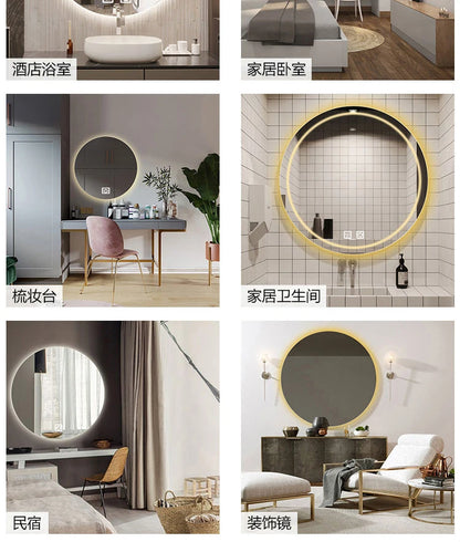 40/50/60cm Round Smart Led Bathroom Mirror Color Adjustable