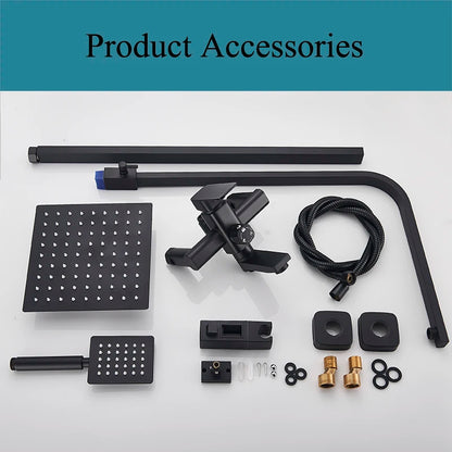 Matte Black Bathroom Shower Faucet 8/10/12inch Wall Mount