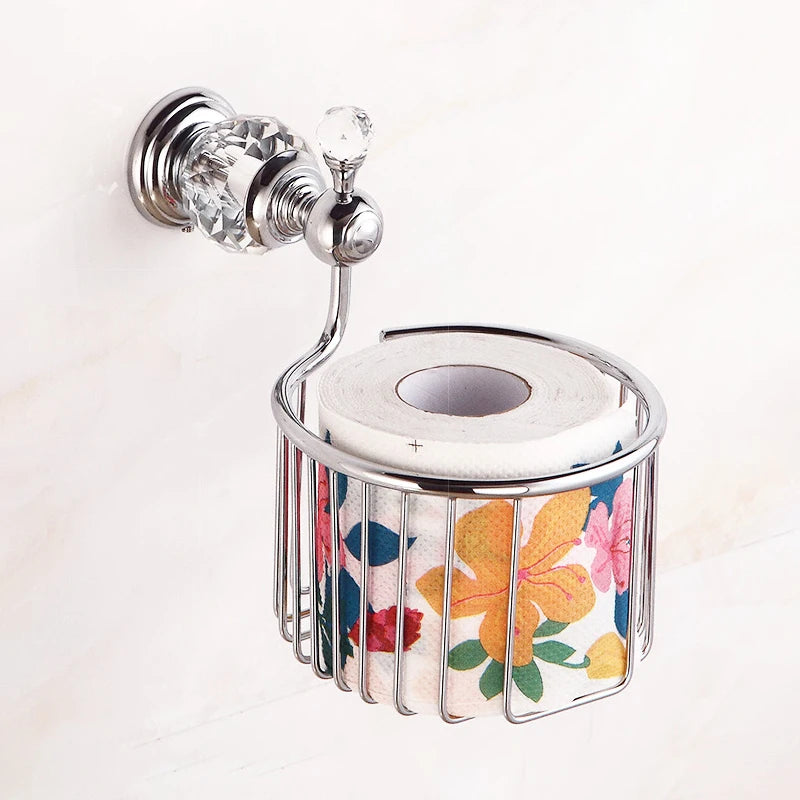 Bathroom Hardware Crystal Bath Towel Shelf Toilet Paper