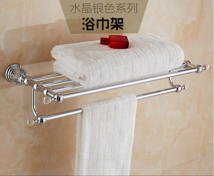 Brass Shower Shelf Toilet Paper Holder Silver Crystal