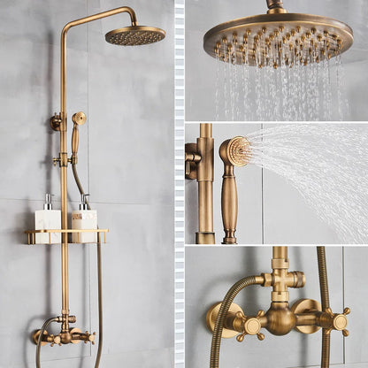 Antique Brass Bathroom Shower Faucet Bath Shower Mixer