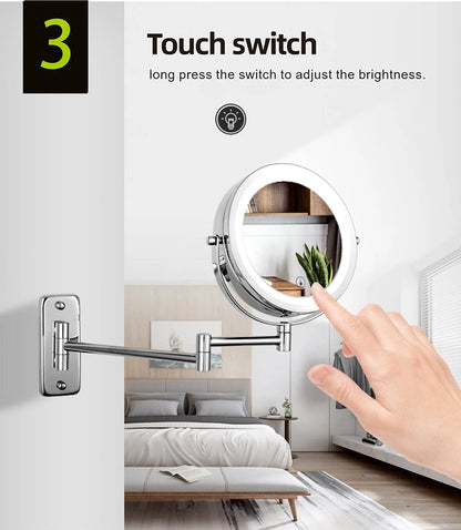 Folding Arm Extend Bathroom Mirror Led Light Inch