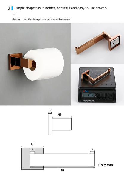 Rose Gold Bathroom Wall Mount Shelf Toilet Bath