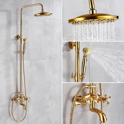 Gold Shower Faucet Bath Shower Mixer Tap Rainfall