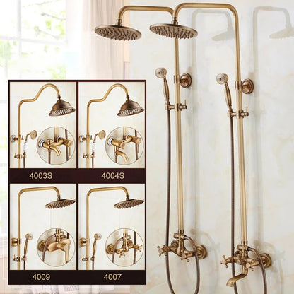 Antique Rain Shower Faucets Hand Brass Wall Mounted