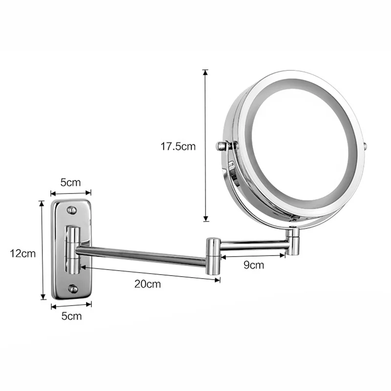 Folding Arm Extend Bathroom Mirror Led Light Inch