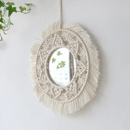 Boho Decorative Mirrors Macrame Round Mirror Aesthetic Room