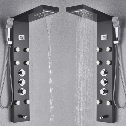 Black Bath Shower Thermostatic Mixer Shower Panel Rainfall