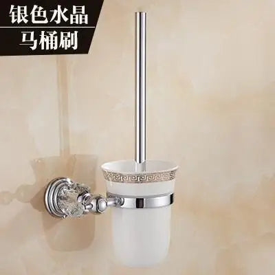 Brass Shower Shelf Toilet Paper Holder Silver Crystal