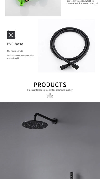 Bathroom Faucet Black Brass Built Installation Rain Shower
